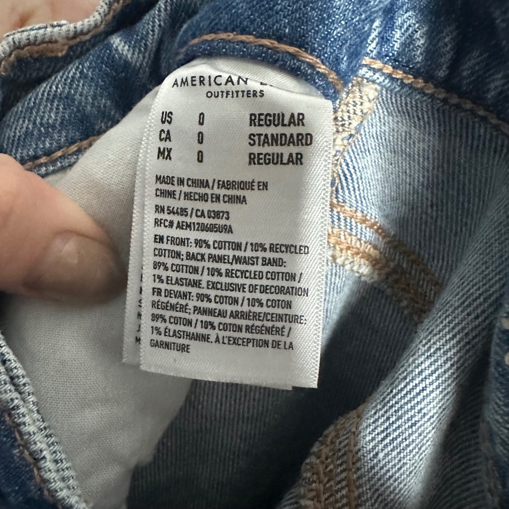 American Eagle‎ Highest Rise Baggy Straight Jeans Women 0 NWT Distressed Knee - Picture 9 of 9